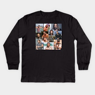 Jason Momoa Collage Kids Long Sleeve T-Shirt